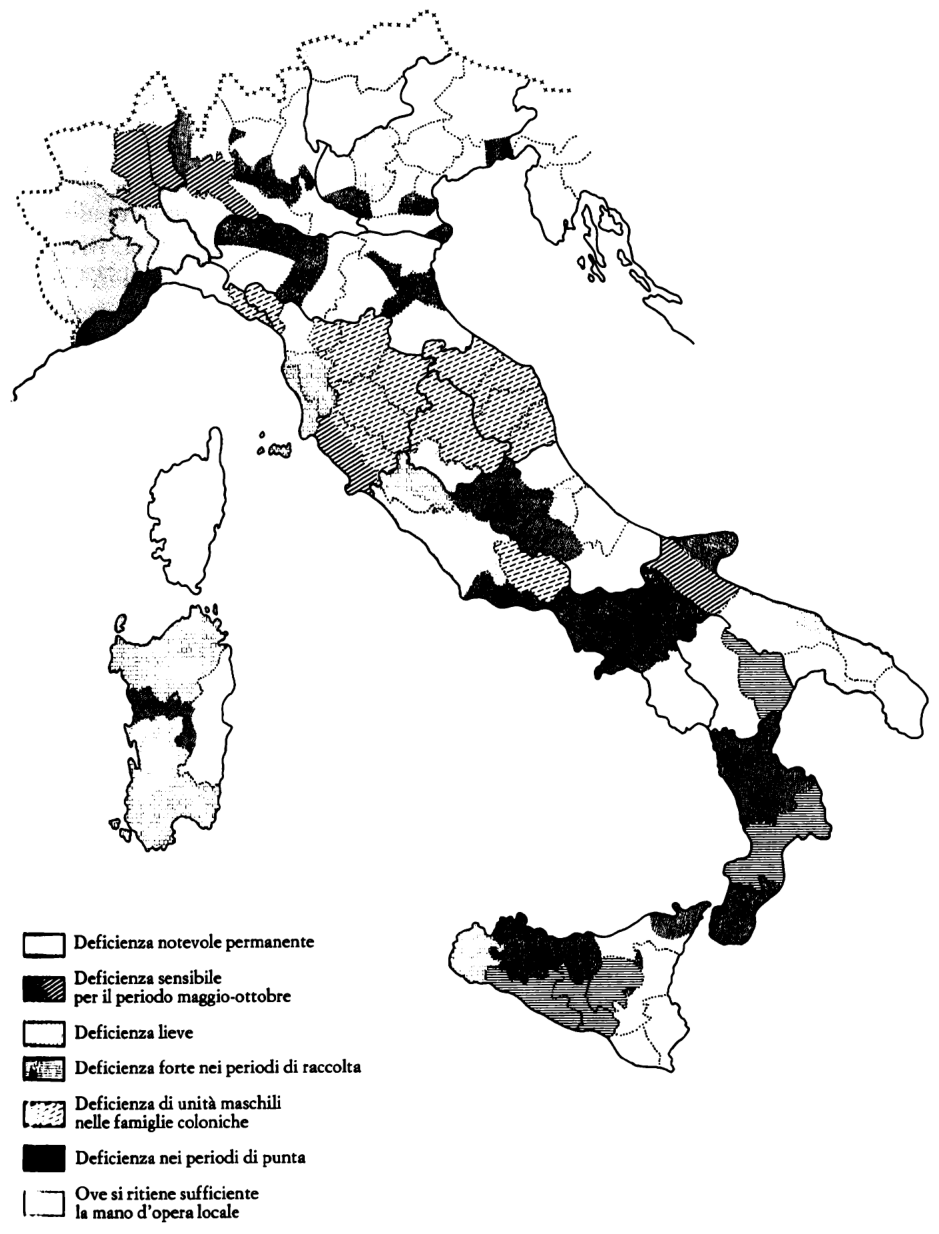 Rapporto fra disponibilità e fabbisogno di mano d’opera agricola nell’annata agraria 1940-41.